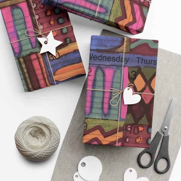 Product Image and Link for Gift Wrap Papers – “Psychedelic Calendar(tm)” – Muted – Matte and Satin – Three Sizes