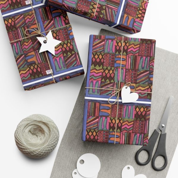 Product Image and Link for Gift Wrap Papers – “Psychedelic Calendar(tm)” – Muted – Matte and Satin – Three Sizes