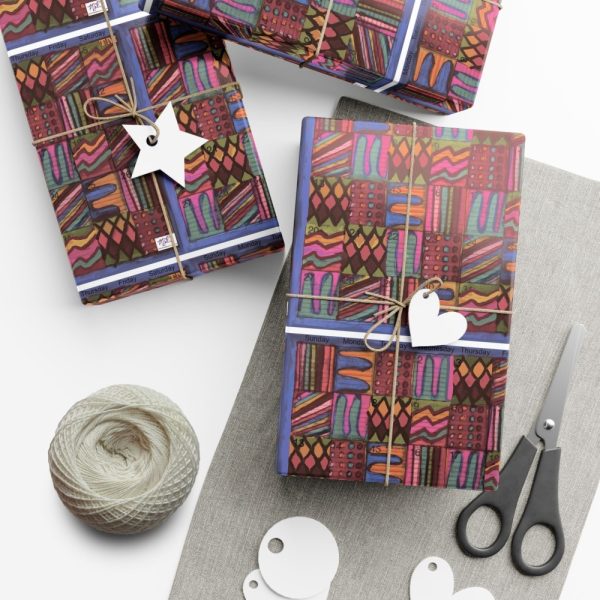 Product Image and Link for Gift Wrap Papers – “Psychedelic Calendar(tm)” – Muted – Matte and Satin – Three Sizes