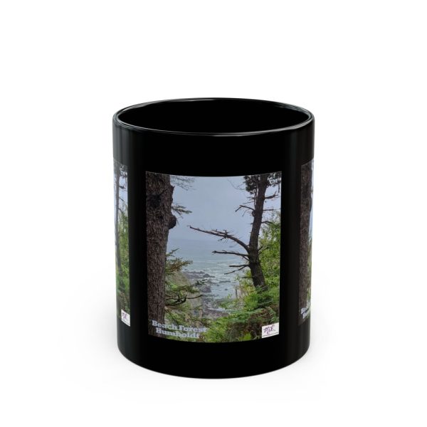 Product Image and Link for Black Mug 11oz: “Beach Forest Humboldt(tm)”