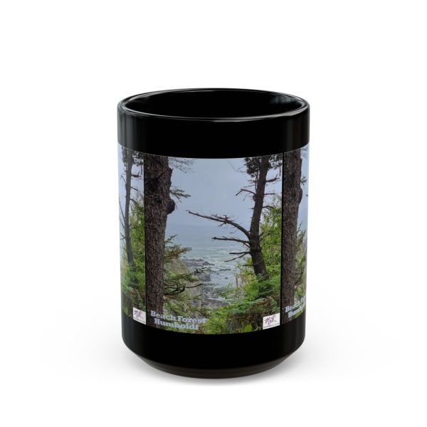 Product Image and Link for Black Mug 15oz: “Beach Forest Humboldt(tm)”