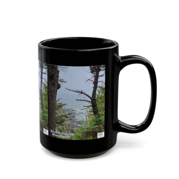 Product Image and Link for Black Mug 15oz: “Beach Forest Humboldt(tm)”