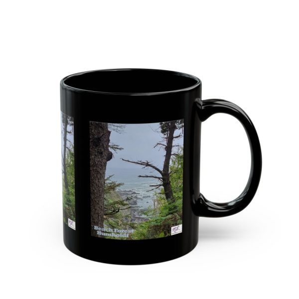 Product Image and Link for Black Mug 11oz: “Beach Forest Humboldt(tm)”