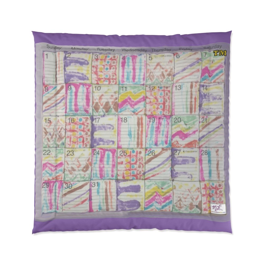 Product Image and Link for Comforter: “Psychedelic Calendar Seeped(tm)” – Four Sizes – Lavendar