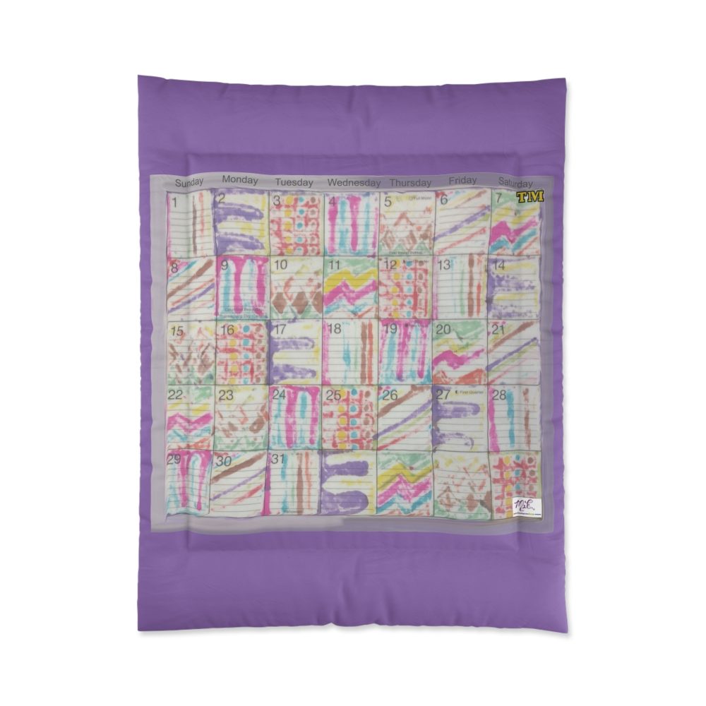 Product Image and Link for Comforter: “Psychedelic Calendar Seeped(tm)” – Four Sizes – Lavendar