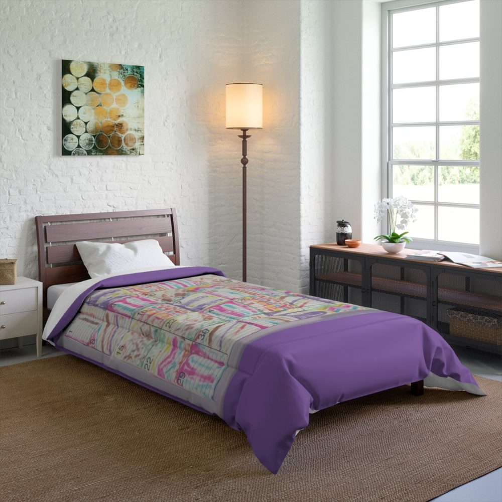 Product Image and Link for Comforter: “Psychedelic Calendar Seeped(tm)” – Four Sizes – Lavendar