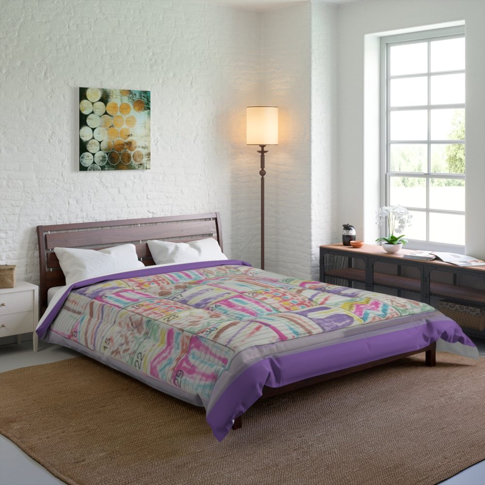 Product Image and Link for Comforter: “Psychedelic Calendar Seeped(tm)” – Four Sizes – Lavendar