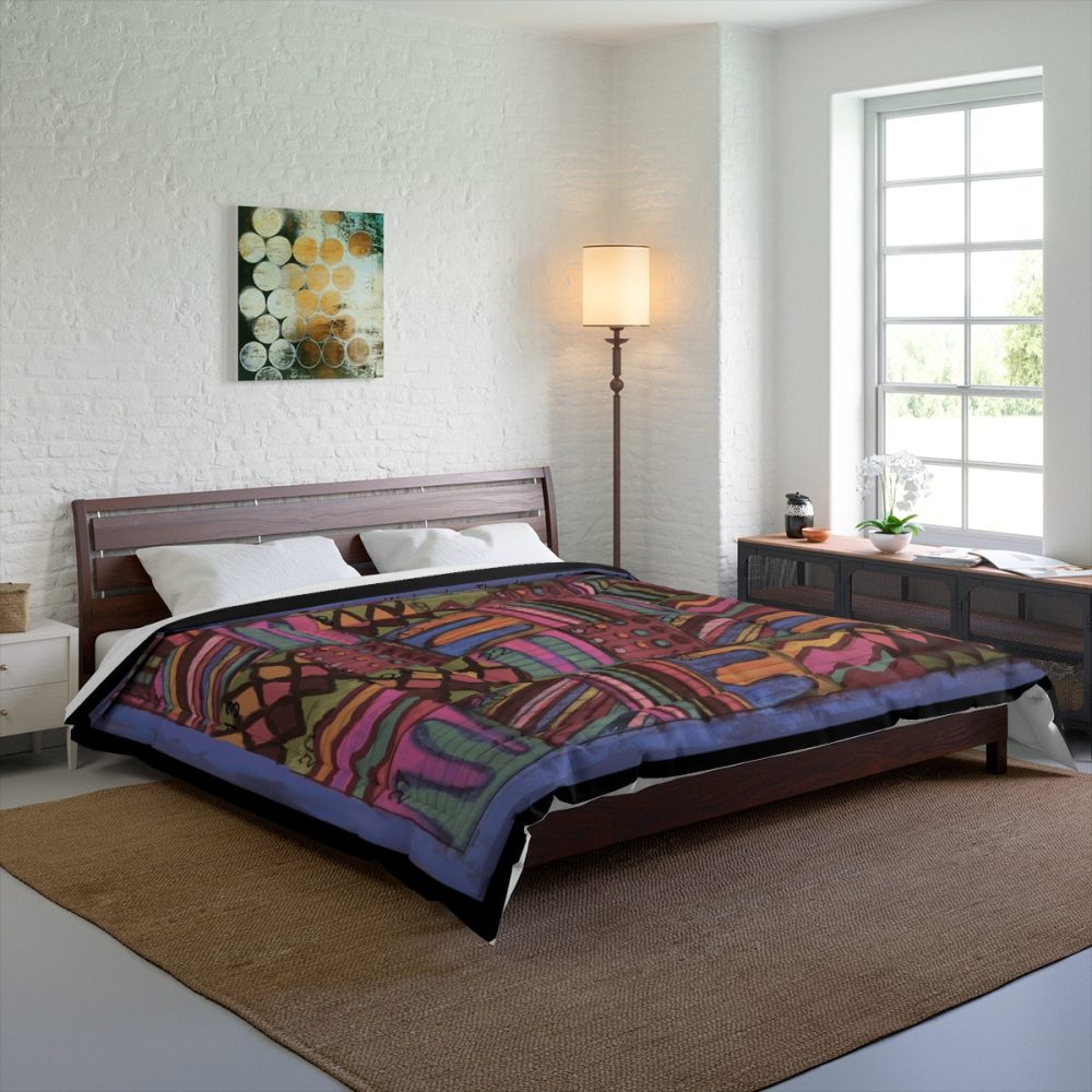 Product Image and Link for Comforter: “Psychedelic Calendar Muted(tm)” – Four Sizes – Black