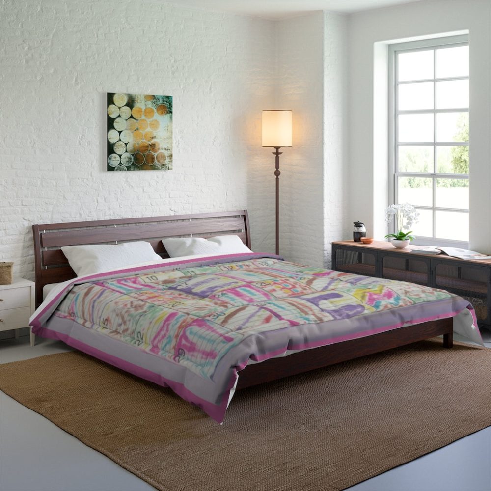 Product Image and Link for Comforter: “Psychedelic Calendar Seeped(tm)”- Four Sizes – Pink