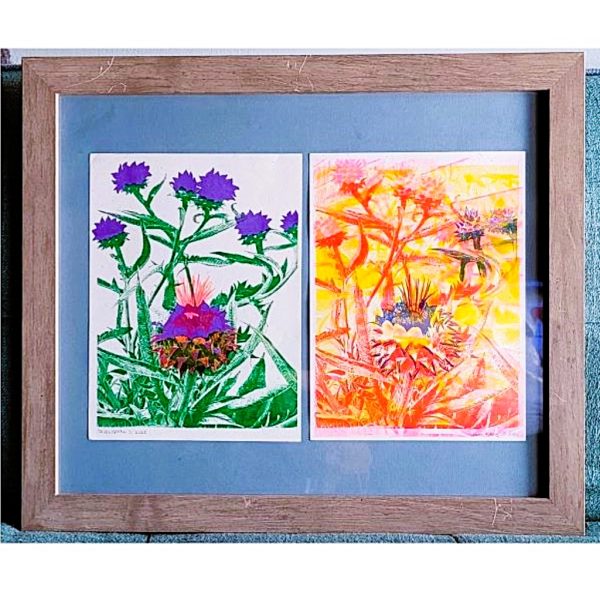 Product Image and Link for “E Street Thistles” original risograph wall art