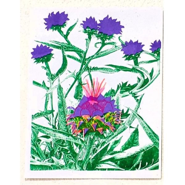 Product Image and Link for “E Street Thistles” original risograph wall art