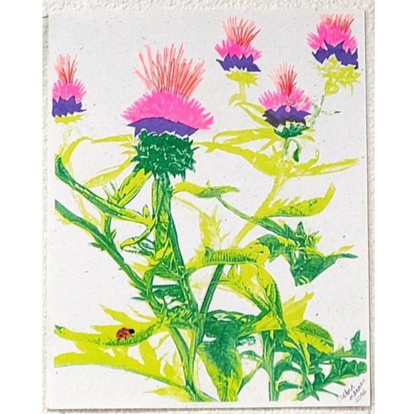 Product Image and Link for “E Street Thistles” original risograph wall art