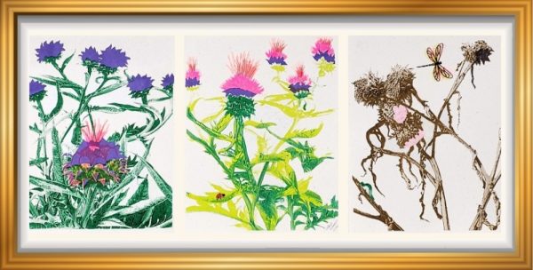 Product Image and Link for “E Street Thistles” original risograph wall art