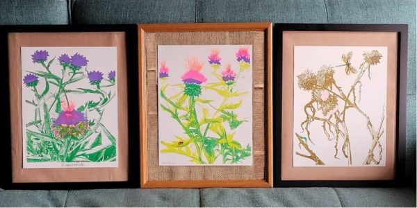 Product Image and Link for “E Street Thistles” original risograph wall art
