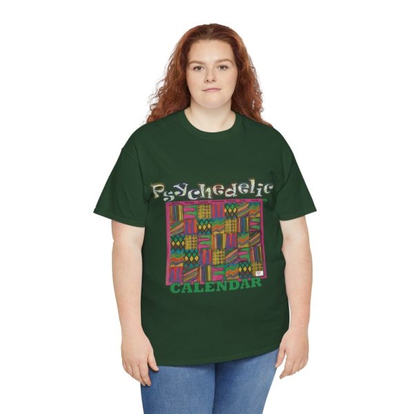 Product Image and Link for Unisex Heavy Cotton Tee:  “Psychedelic Calendar(tm)” – Garden(tm)