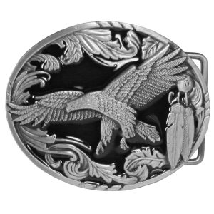 Product Image and Link for Western Eagle/Feathers Enameled Belt Buckle