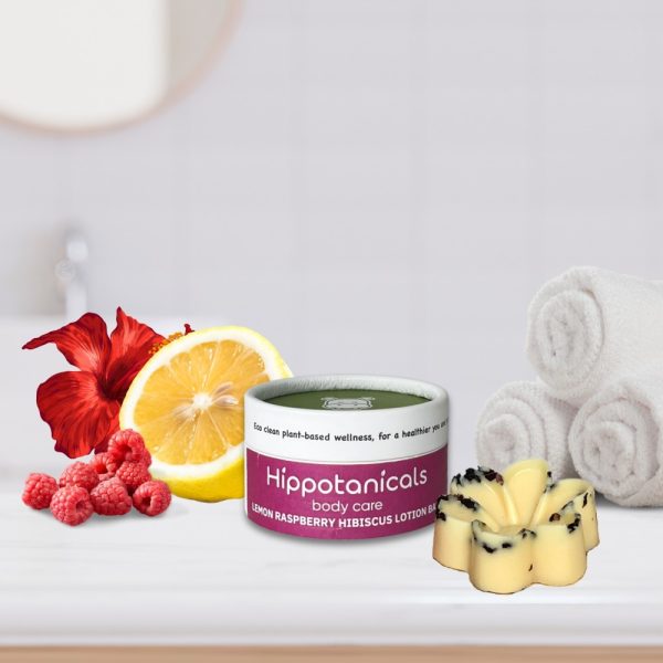 Product Image and Link for Hippotanicals Raspberry Hibiscus Lemon Lotion Bar – Flower Shaped – 1 oz