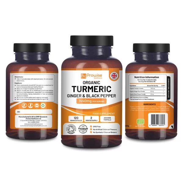Product Image and Link for Organic Turmeric 1440mg with Black Pepper & Ginger |120 Vega