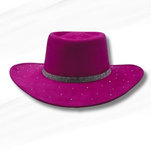 Product Image and Link for Magenta Rhinestone Vegan Suede Western Hat – Glam Boho Cowgirl Style