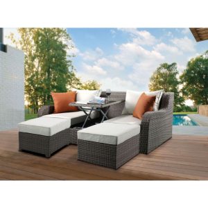 Product Image and Link for Salena Patio Sofa with Two Ottomans