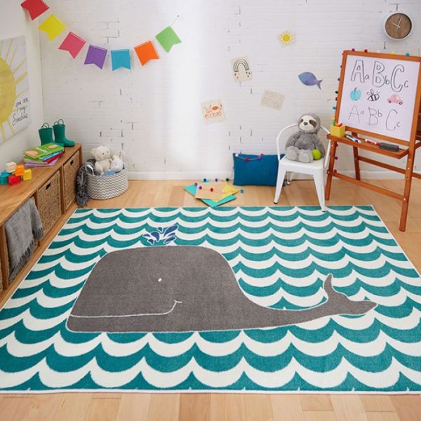 Product Image and Link for BARON AREA RUG TEAL/GRAY