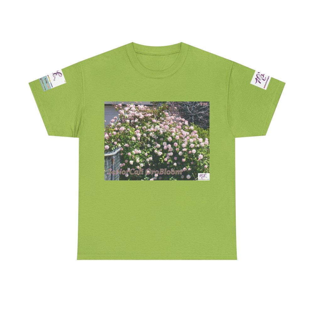 Product Image and Link for Unisex Heavy Cotton Tee:  “SoNorCali(tm)” – “OroBloom(tm)” – Sleeve Logos