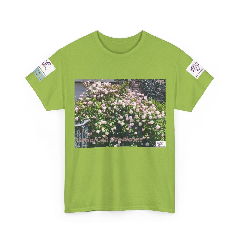Product Image and Link for Unisex Heavy Cotton Tee:  “SoNorCali(tm)” – “OroBloom(tm)” – Sleeve Logos