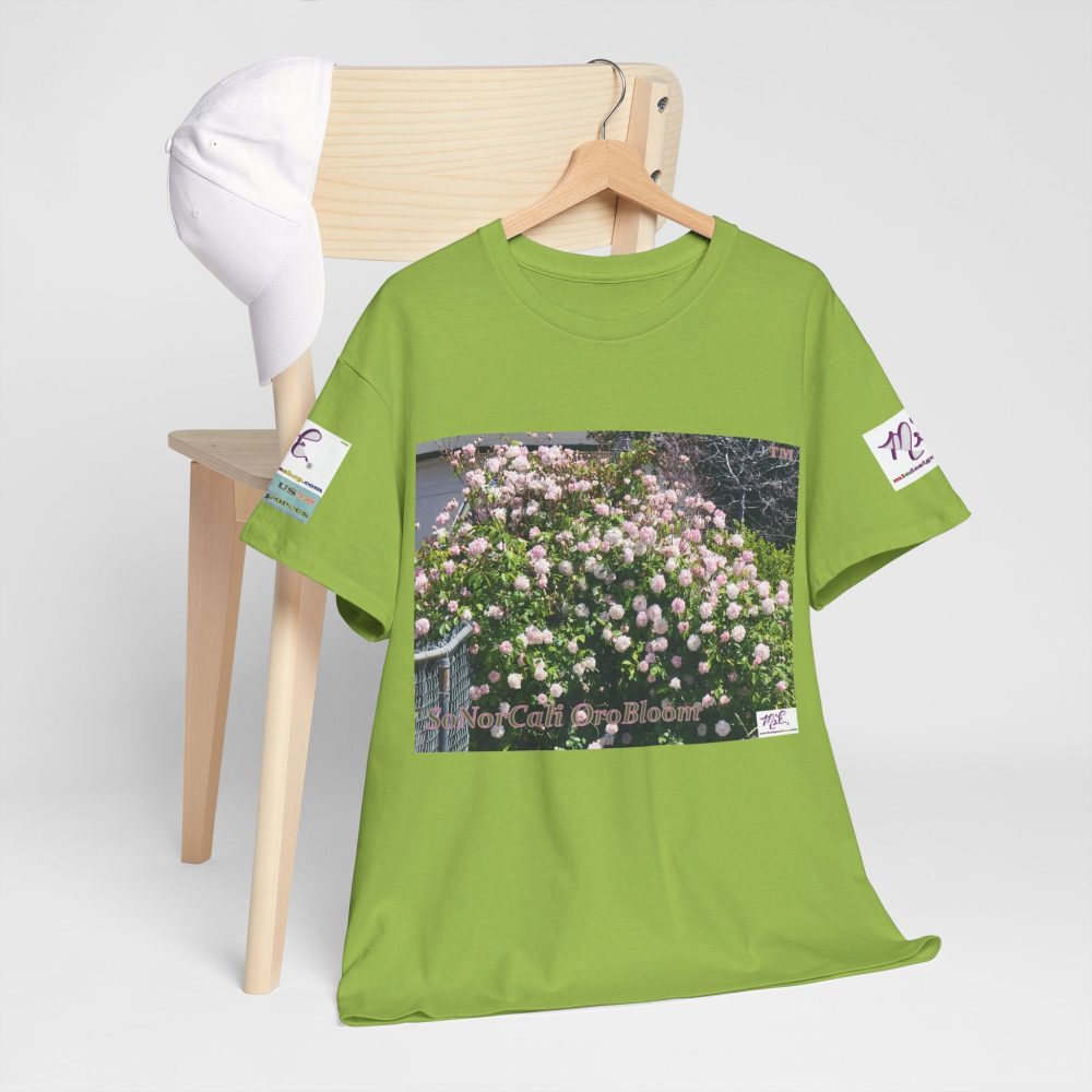 Product Image and Link for Unisex Heavy Cotton Tee:  “SoNorCali(tm)” – “OroBloom(tm)” – Sleeve Logos