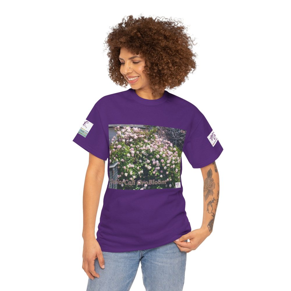 Product Image and Link for Unisex Heavy Cotton Tee:  “SoNorCali(tm)” – “OroBloom(tm)” – Sleeve Logos