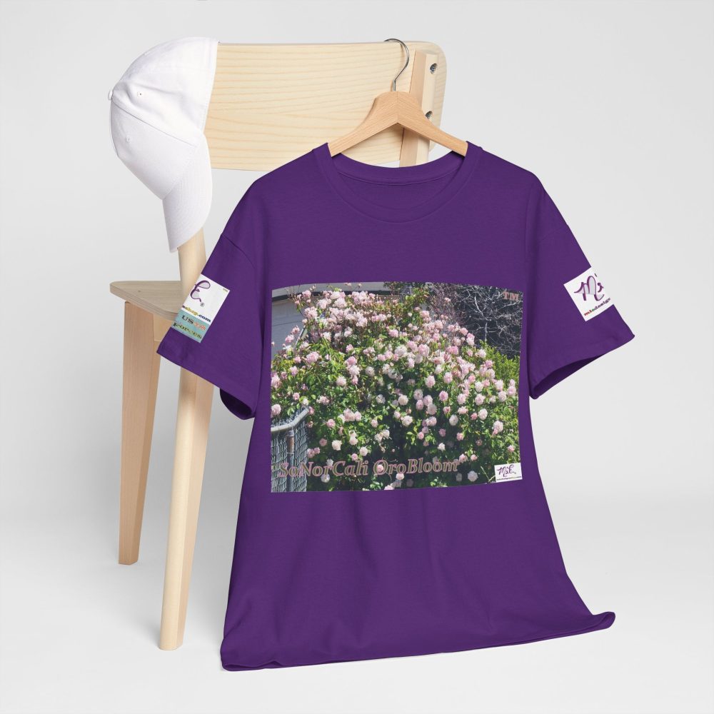 Product Image and Link for Unisex Heavy Cotton Tee:  “SoNorCali(tm)” – “OroBloom(tm)” – Sleeve Logos