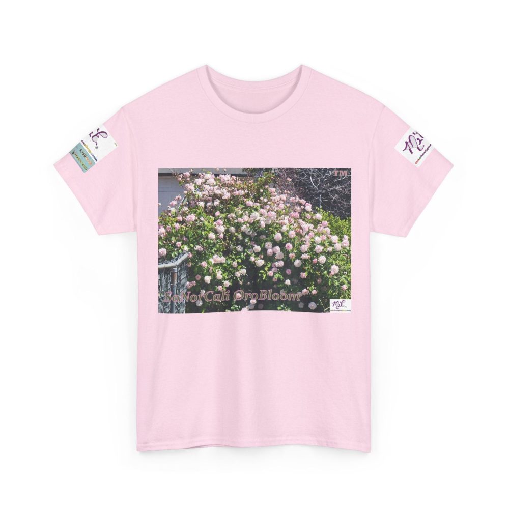 Product Image and Link for Unisex Heavy Cotton Tee:  “SoNorCali(tm)” – “OroBloom(tm)” – Sleeve Logos