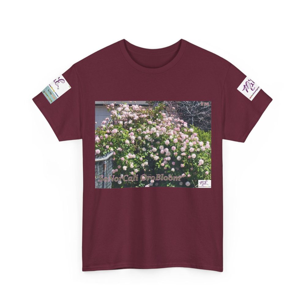 Product Image and Link for Unisex Heavy Cotton Tee:  “SoNorCali(tm)” – “OroBloom(tm)” – Sleeve Logos