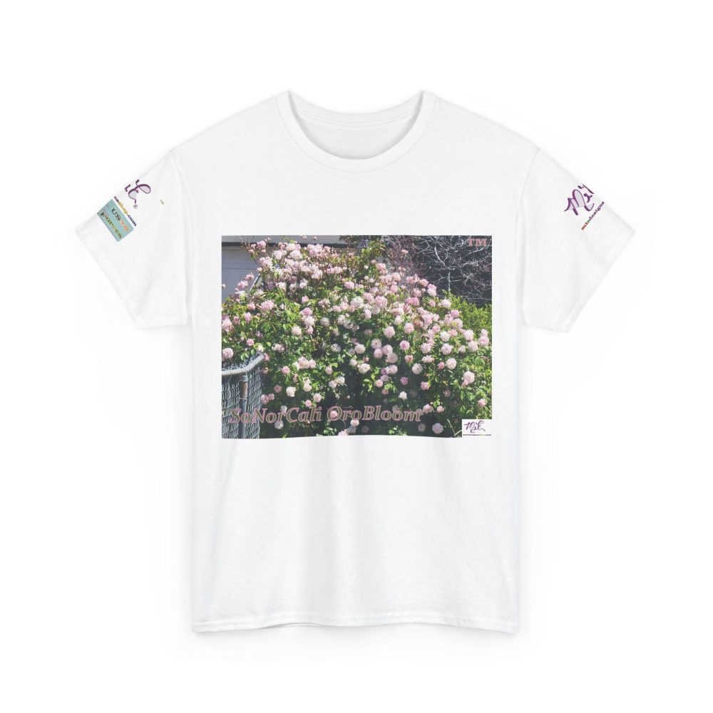 Product Image and Link for Unisex Heavy Cotton Tee:  “SoNorCali(tm)” – “OroBloom(tm)” – Sleeve Logos