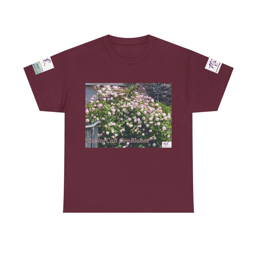 Product Image and Link for Unisex Heavy Cotton Tee:  “SoNorCali(tm)” – “OroBloom(tm)” – Sleeve Logos