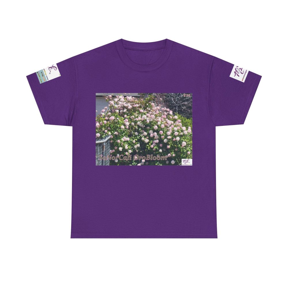 Product Image and Link for Unisex Heavy Cotton Tee:  “SoNorCali(tm)” – “OroBloom(tm)” – Sleeve Logos