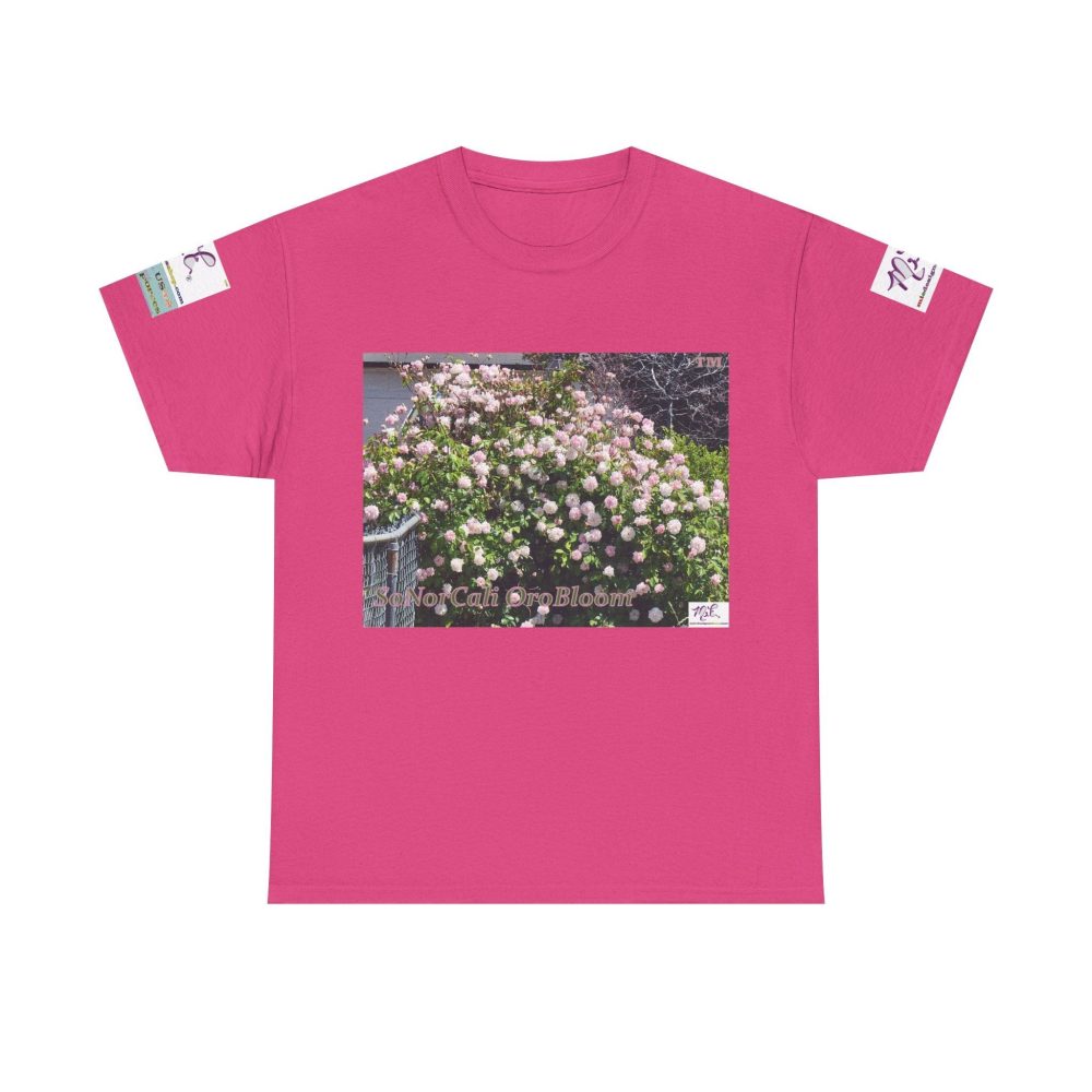 Product Image and Link for Unisex Heavy Cotton Tee:  “SoNorCali(tm)” – “OroBloom(tm)” – Sleeve Logos