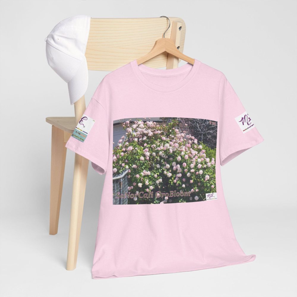 Product Image and Link for Unisex Heavy Cotton Tee:  “SoNorCali(tm)” – “OroBloom(tm)” – Sleeve Logos