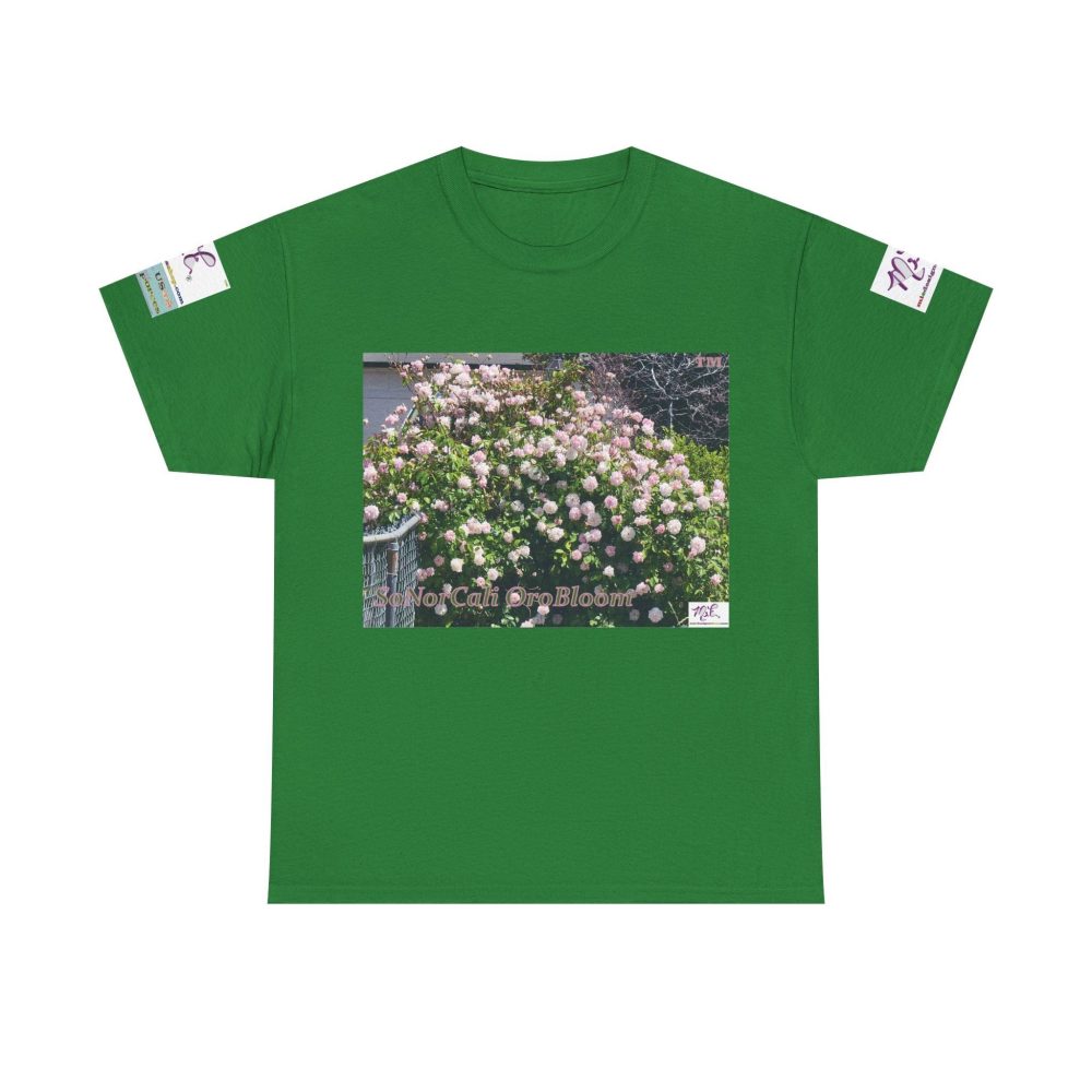 Product Image and Link for Unisex Heavy Cotton Tee:  “SoNorCali(tm)” – “OroBloom(tm)” – Sleeve Logos