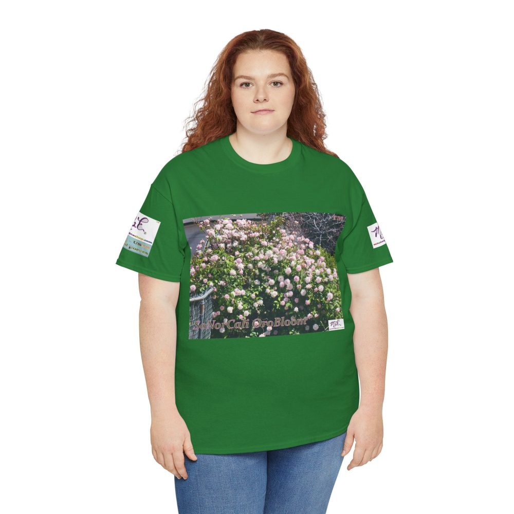 Product Image and Link for Unisex Heavy Cotton Tee:  “SoNorCali(tm)” – “OroBloom(tm)” – Sleeve Logos