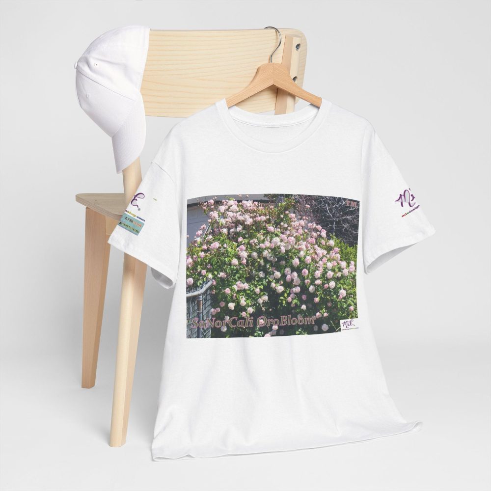 Product Image and Link for Unisex Heavy Cotton Tee:  “SoNorCali(tm)” – “OroBloom(tm)” – Sleeve Logos