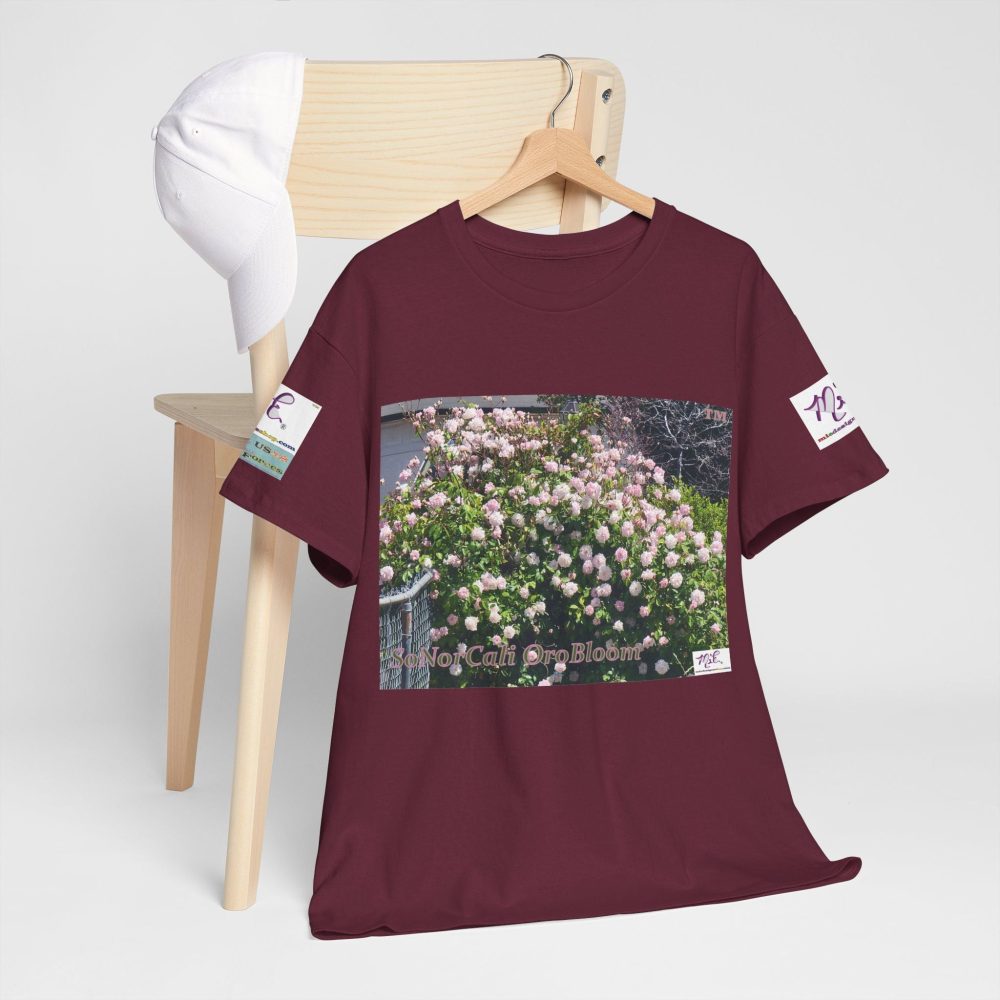 Product Image and Link for Unisex Heavy Cotton Tee:  “SoNorCali(tm)” – “OroBloom(tm)” – Sleeve Logos