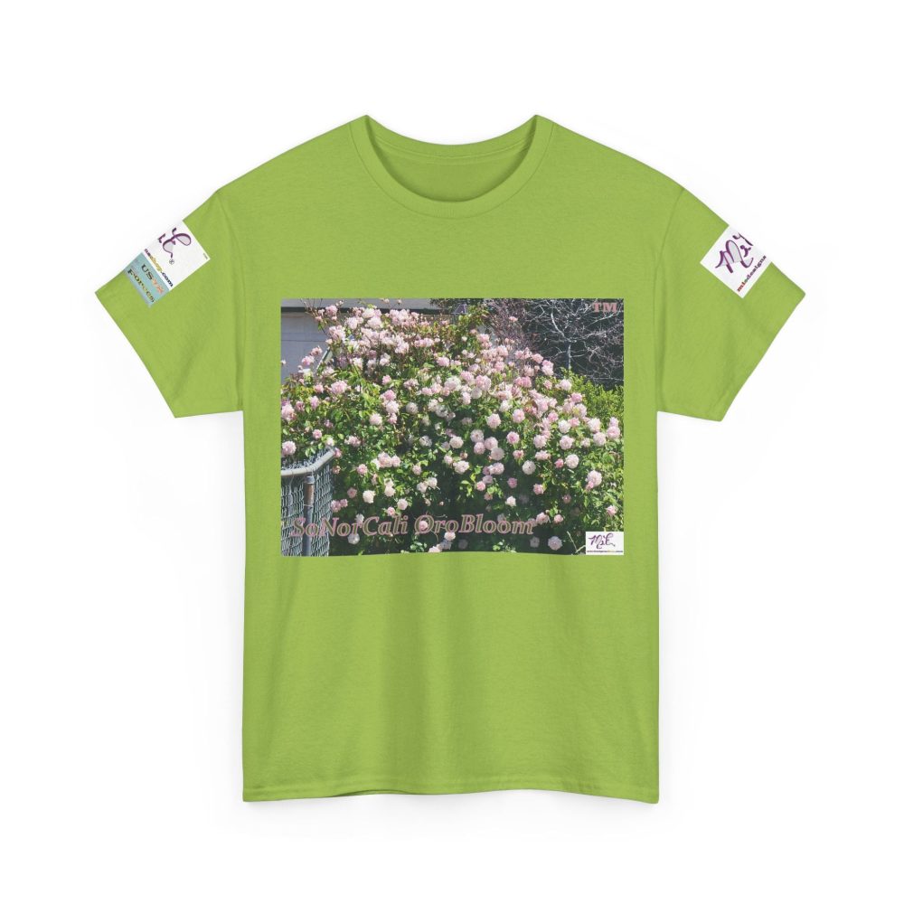 Product Image and Link for Unisex Heavy Cotton Tee:  “SoNorCali(tm)” – “OroBloom(tm)” – Sleeve Logos
