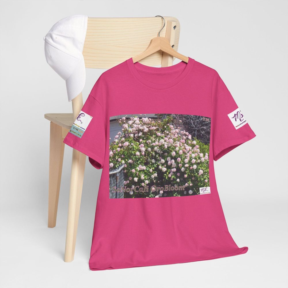 Product Image and Link for Unisex Heavy Cotton Tee:  “SoNorCali(tm)” – “OroBloom(tm)” – Sleeve Logos