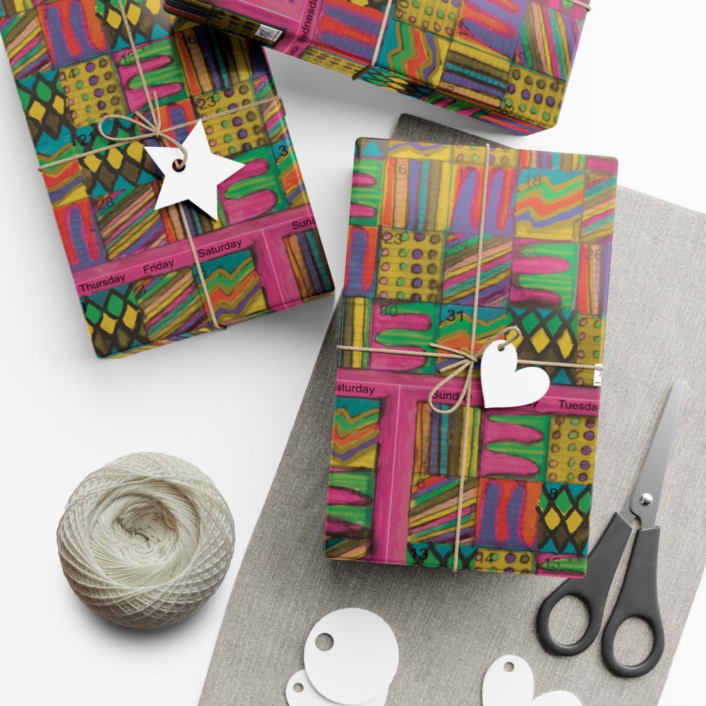 Product Image and Link for Gift Wrap Papers – “Psychedelic Calendar(tm)” – “Garden(tm)” – Small Square – Three Sizes