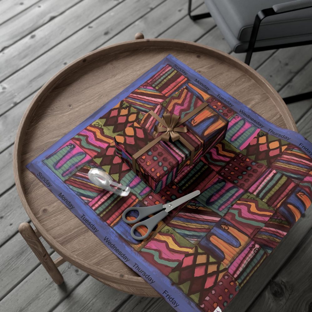 Product Image and Link for Gift Wrap Papers – “Psychedelic Calendar(tm)” – “Muted(tm)” – Large Square – Three Sizes