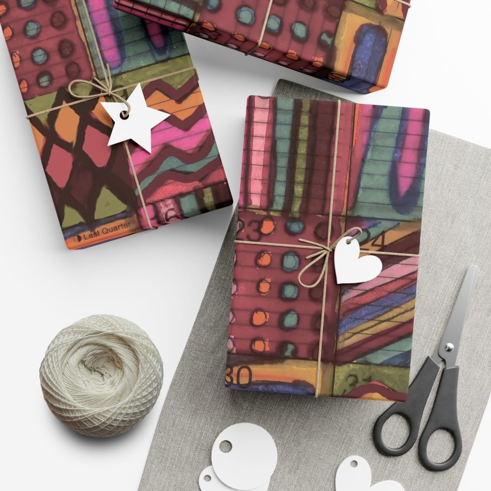 Product Image and Link for Gift Wrap Papers – “Psychedelic Calendar(tm)” – “Muted(tm)” – Large Square – Three Sizes