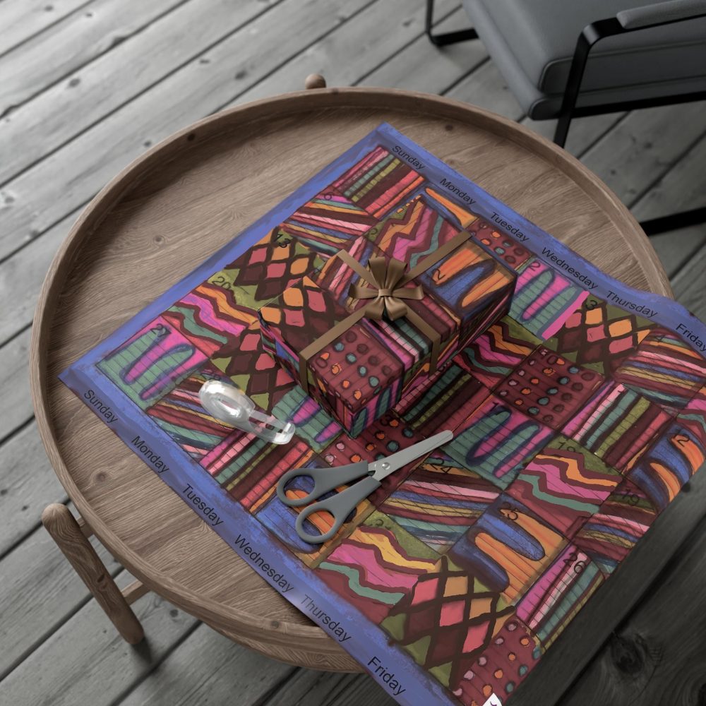 Product Image and Link for Gift Wrap Papers – “Psychedelic Calendar(tm)” – “Muted(tm)” – Large Square – Three Sizes