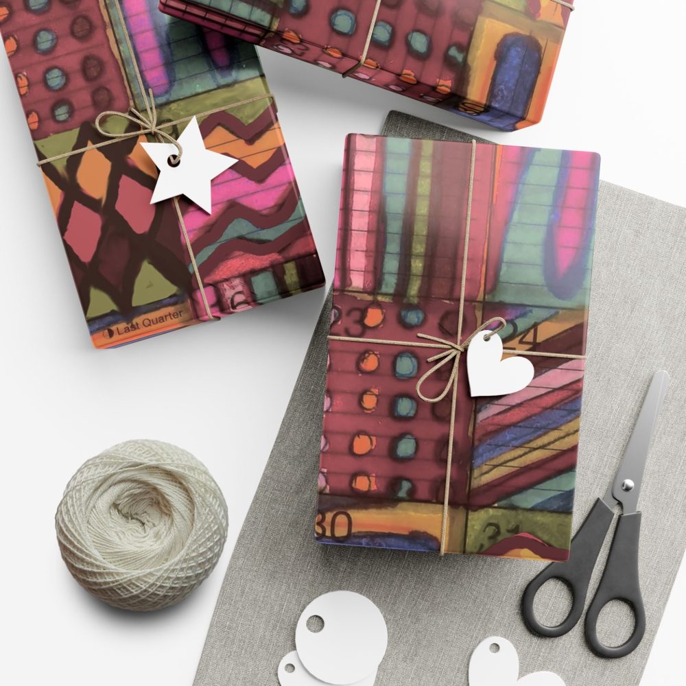 Product Image and Link for Gift Wrap Papers – “Psychedelic Calendar(tm)” – “Muted(tm)” – Large Square – Three Sizes