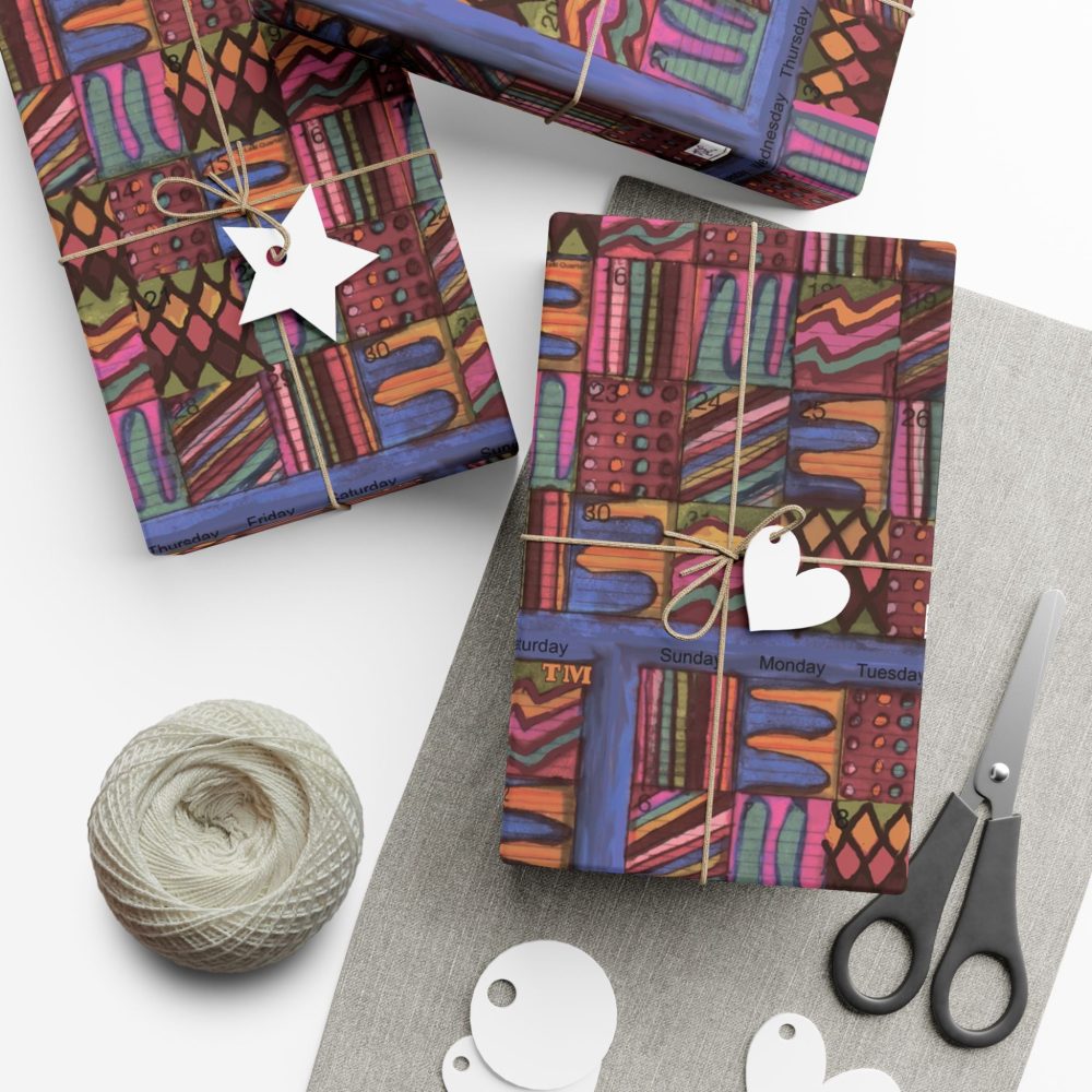 Product Image and Link for Gift Wrap Papers – “Psychedelic Calendar(tm)” – “Muted(tm)” – Small Square – Three Sizes