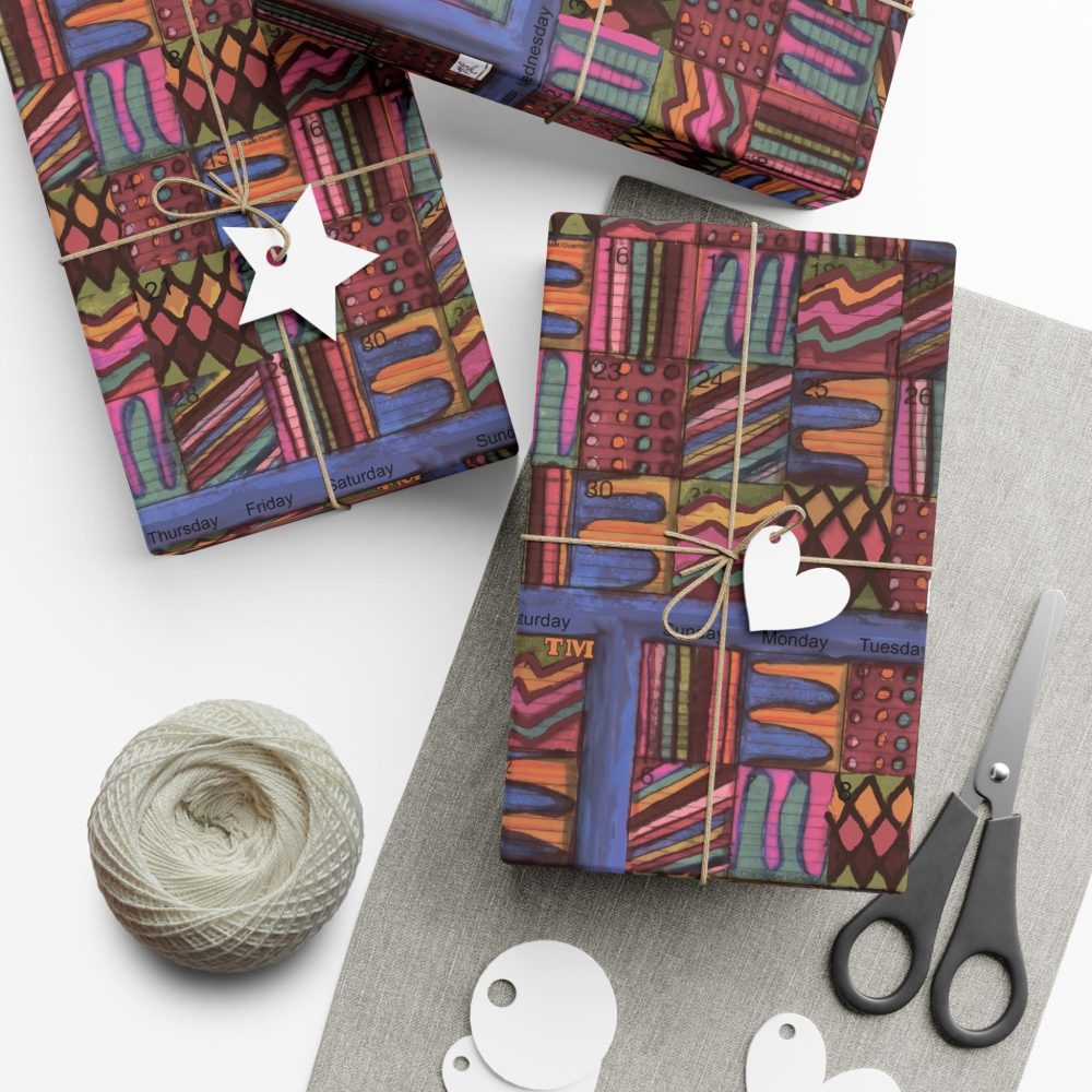Product Image and Link for Gift Wrap Papers – “Psychedelic Calendar(tm)” – “Muted(tm)” – Small Square – Three Sizes